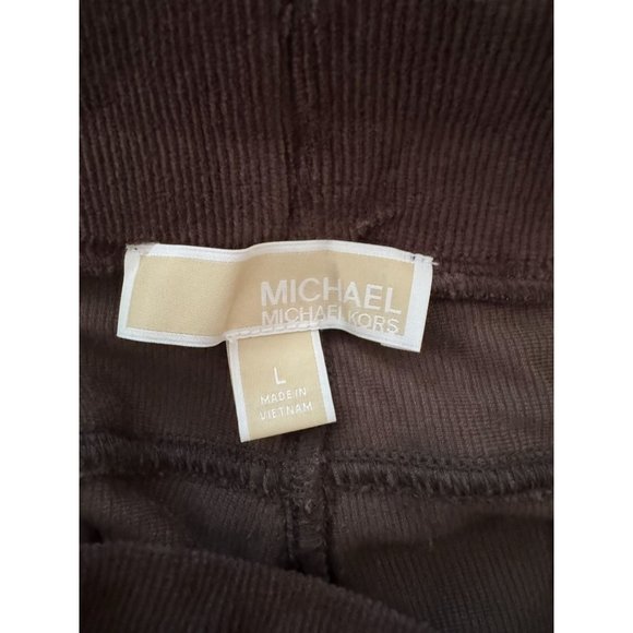 Michael Kors NWT Sz L Chocolate Faux Suede/Corduroy Pull On Pants - Picture 4 of 8